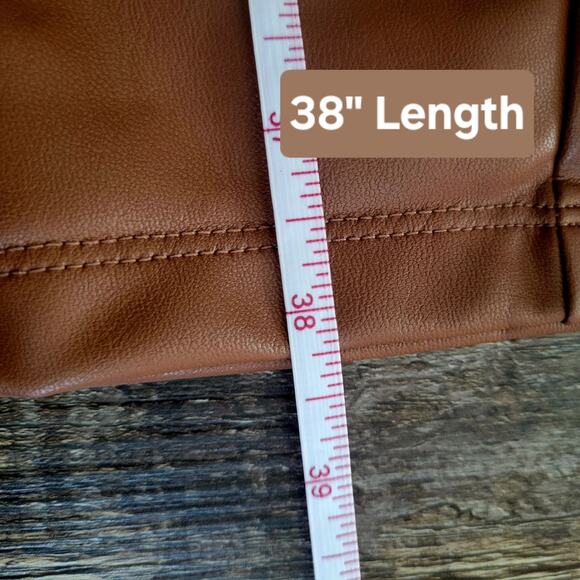 NWOT Zenana Faux Leather Leggings XL Brown High Waist Curvy Edgy Winter Fall - Picture 6 of 9